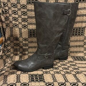 Lifestride Wide Calf Tall Gray Riding Boots sz 8M